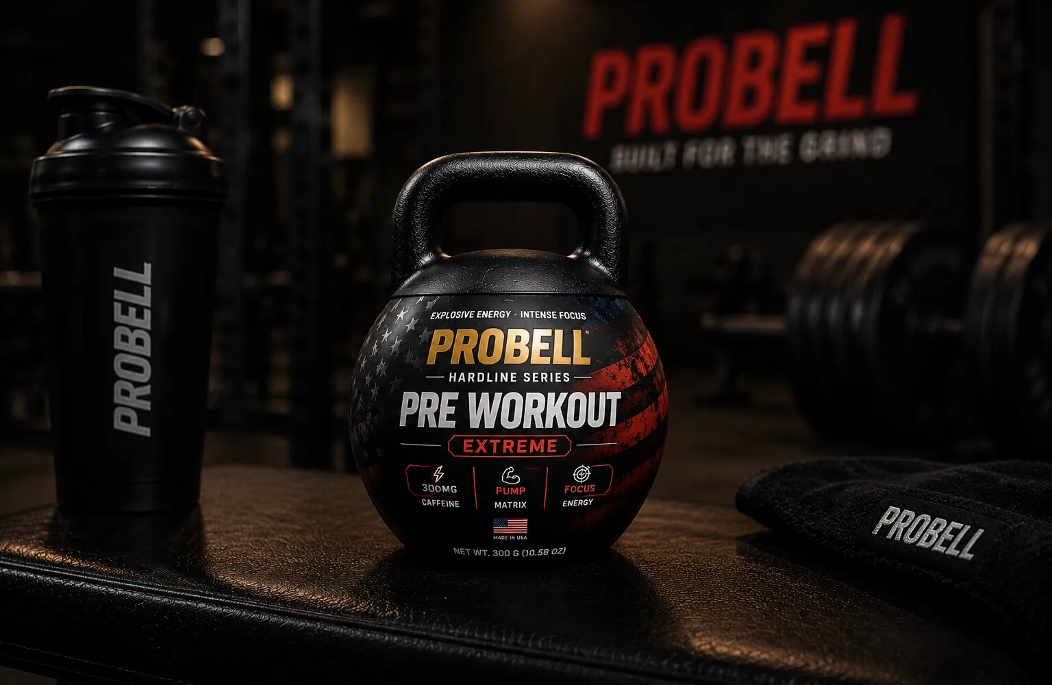 Probell Pre-Workout in gym setting
